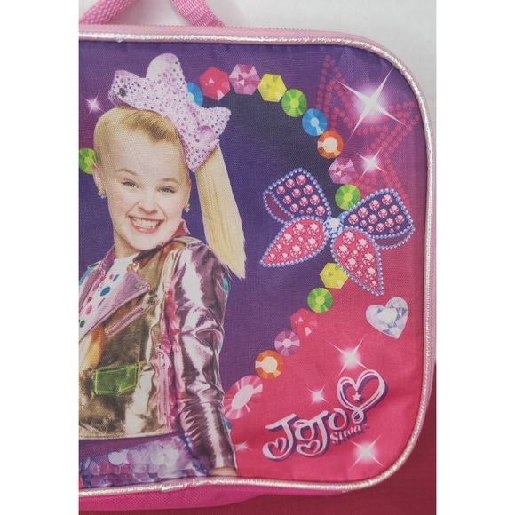 JoJo Siwa Soft Sided Lunch Box Bag Has Backpack Clips Pink Purple School - Picture 5 of 10